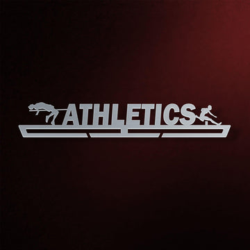 Men's Athletics Medal Hanger in laser-cut steel on a dark background