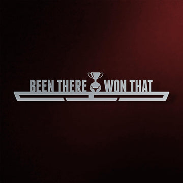 Been There Won That Medal Hanger in laser-cut steel on a dark background