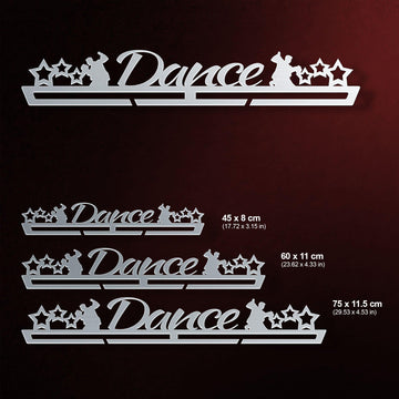 Dance Medal Hanger shown in all available sizes with dimensions